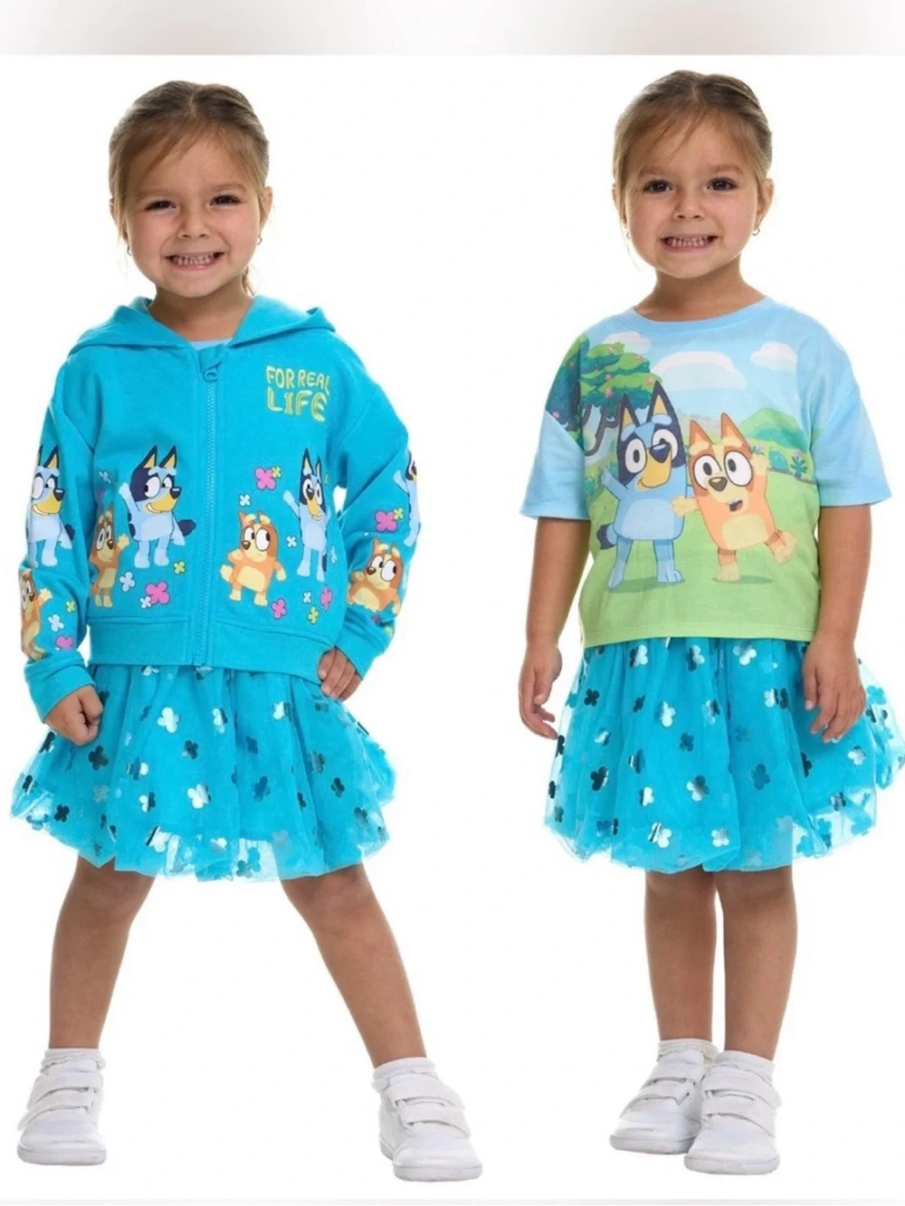 DISNEY Themed Kids 3pc Shirt, Hoodie & Skirt Set - Blue 4T, 2T